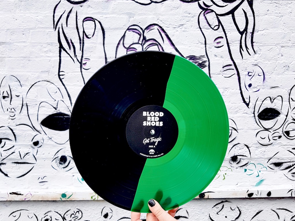 Blood Red Shoes Get Tragic bicolor black and green vinyl with street art