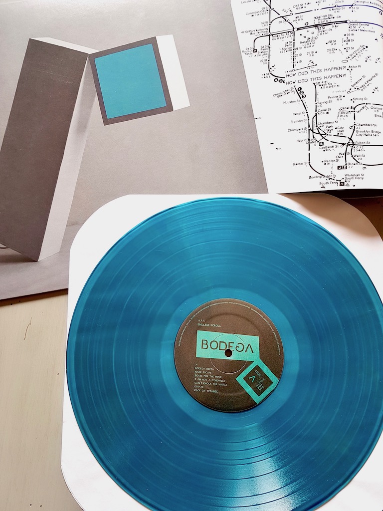 Bodega Endless Scroll blue teal vinyl record with artwork