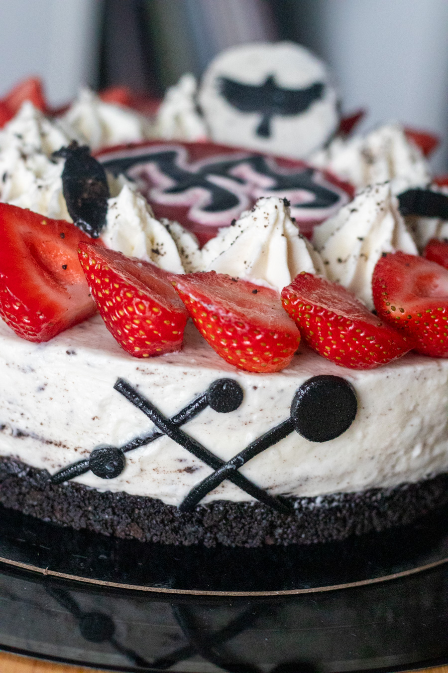 Foo Fighters inspired oreo strawberry cheesecake