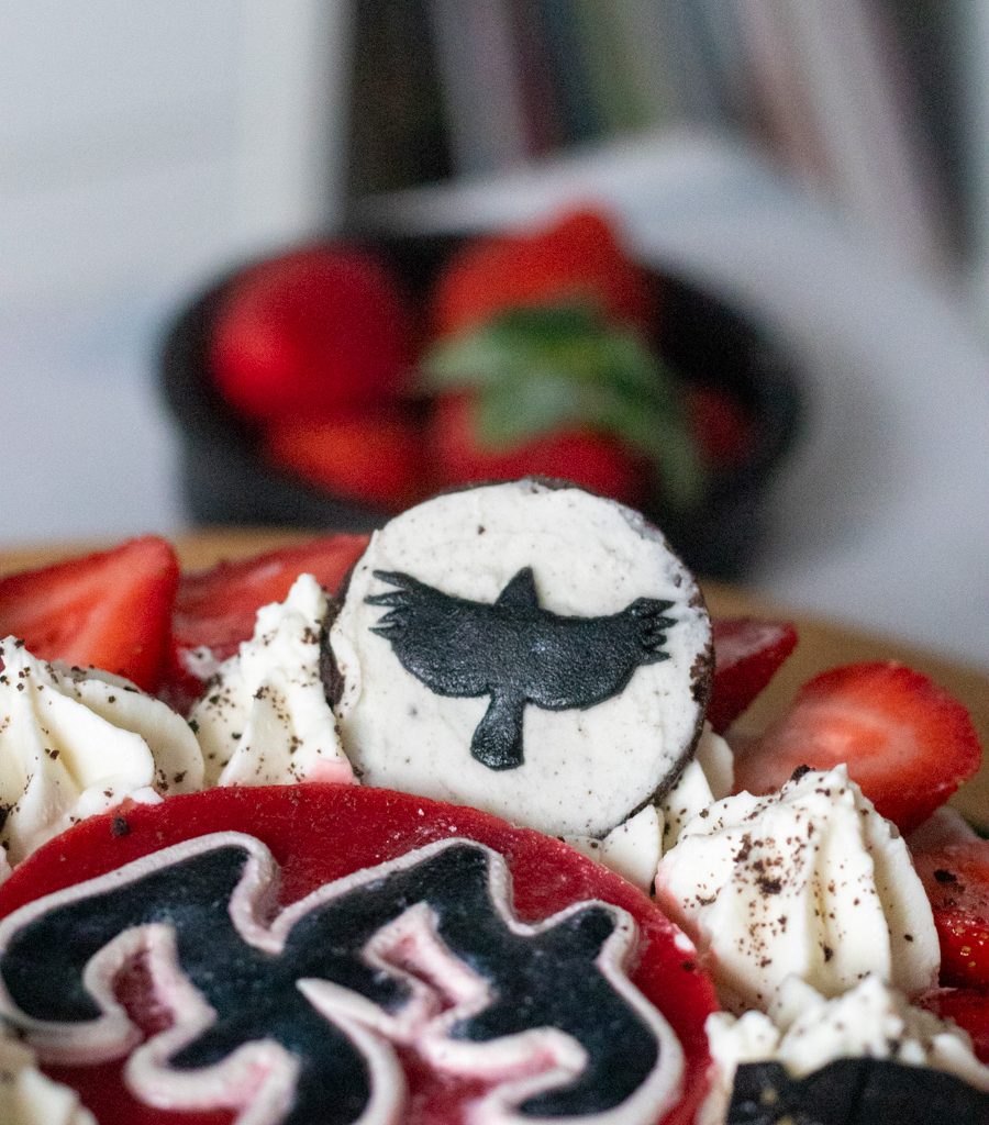 Foo Fighters inspired oreo strawberry cheesecake marzipan tribute to Taylor Hawkins