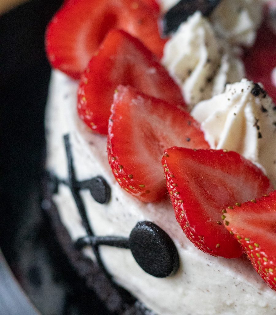 Foo Fighters inspired oreo strawberry cheesecake