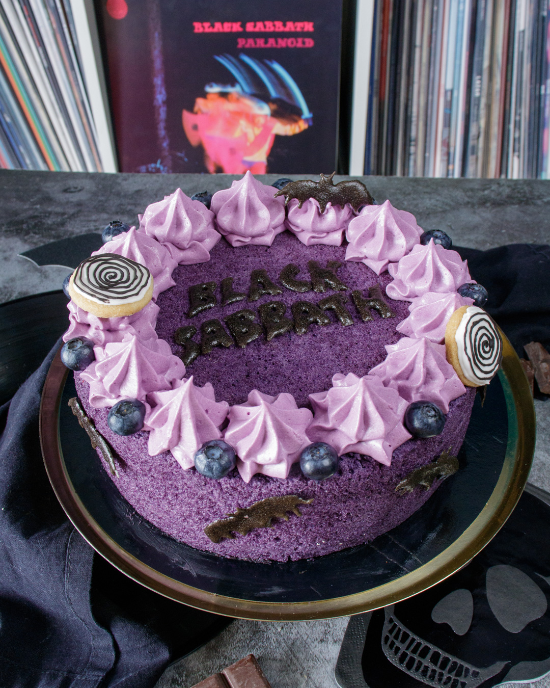 Black Sabbath inspired purple cake