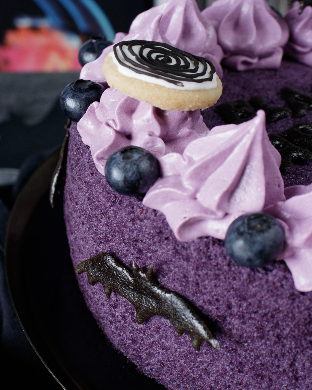 Black Sabbath inspired purple cake