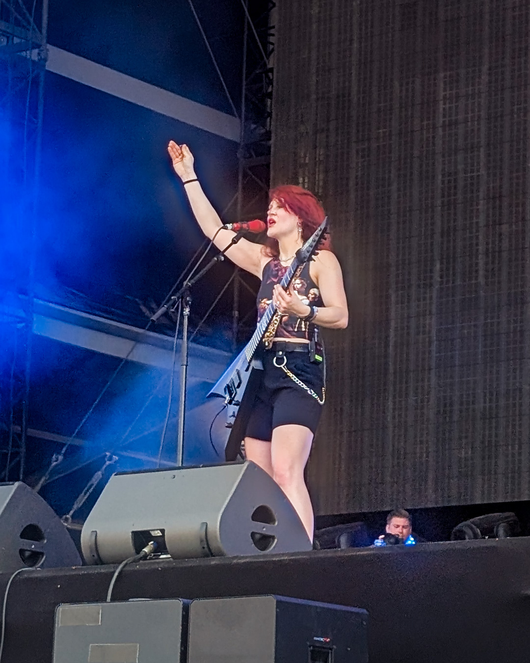 Morgan Lander on stage with Kittie at Hellfest