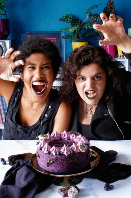 Girls with Black Sabbath Cake