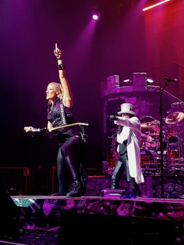 Alice Cooper and Hurricane Nita Strauss on stage in Bordeaux 2019