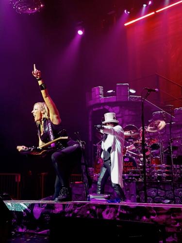 Alice Cooper and Hurricane Nita Strauss on stage in Bordeaux 2019