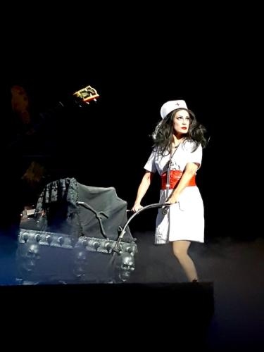 Sheryl Cooper in a nurse uniform Alice Cooper Bordeaux concert 2019