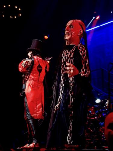 Alice Cooper and Frankenstein creature on stage