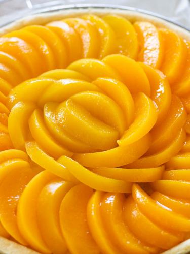 Peach pie close up