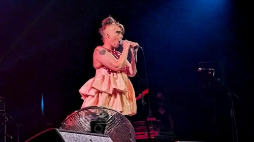 Kathleen Hanna on stage with Bikini Kill in Bordeaux 2024