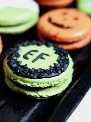 Decorated green French macaron