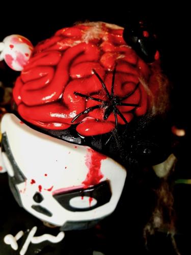 Ghost inspired Halloween layer cake bloody sugar paste brain detail