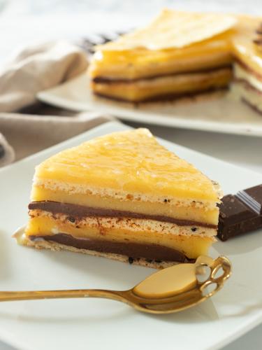 Lemon opera cake slice