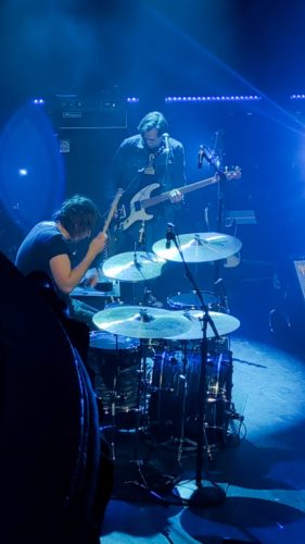 Patrick Keeler and Dominic John Davis on stage with Jack White at Le Trianon in Paris