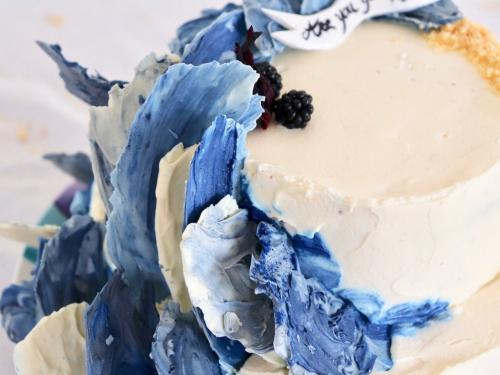 Cake design chocolate decorations imitating waves